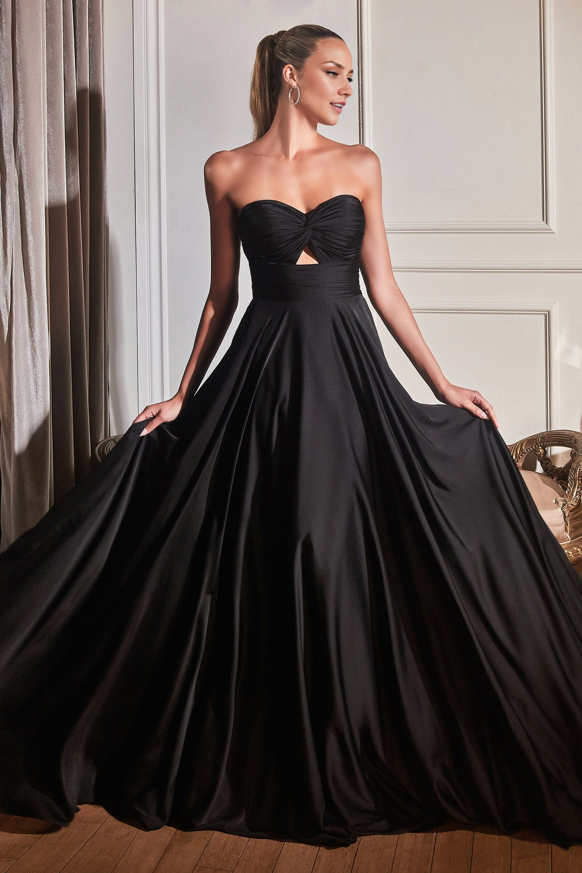 Aimishang Elegant Prom Dresses Long Satin Strapless Keyhole Dress Evening Dress