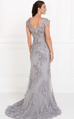 Aimishang Elegant Evening Dress Cap Sleeve Lace Mermaid Gown Prom Dresses Mother of the Bride Dresses