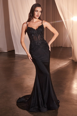 Aimishang Fashion Evening Dress Fitted Applique Satin Corset Gown Prom Dresses