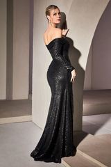 Aimishang Fashion Evening Dress Sequin Off Shoulder Long Sleeve Gown Prom Dresses