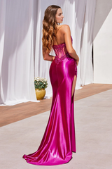 Aimishang Fashion Evening Dress Fitted Applique Satin Strapless Corset Gown formal wear dresses
