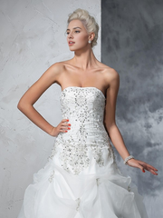Aimishang Dress To A Wedding Ball Gown Strapless Beading Sleeveless Long Organza Dress For Wedding