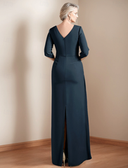 Aimishang Sheath / Column Dress Mother of the Bride Dress Elegant Jewel Neck Ankle Length Satin Half Sleeve with Ruched