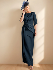Aimishang Sheath / Column Dress Mother of the Bride Dress Elegant Jewel Neck Ankle Length Satin Half Sleeve with Ruched