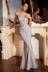 Aimishang Elegant Fitted Long Glitter Print Dress by Cinderella Divine J814