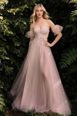 Aimishang Elegant Formal Women's Dresses 3D Floral Strapless Slit Dresses Gowns Evening Dresses