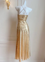 Aimishang Elegant Dresses Gowns Evening Dresses Spaghetti Straps Gold Sequin Long Prom Dress Evening Party Gown