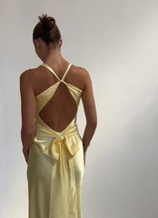 Aimishang Elegant Formal Wear Dresses V Neck Yellow Long Prom Dress Mermaid Evening Dress