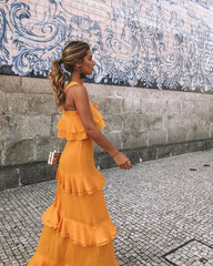 Aimishang Elegant Dresses Evening Wear Ruffle Long Prom Dress Layered Formal Party Dress