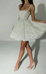 Wholesale Elegant Formal Women's Dresses Spaghetti Straps A Line Sparkling Short Prom Dress Homecoming Dress