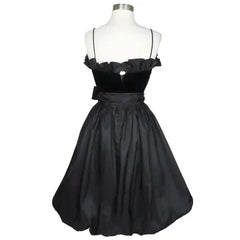 Aimishang Elegant Formal Women's Dresses Spaghetti Straps Black A Line Short Prom Dress Vintage Ruffle Party Dress