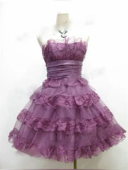 Aimishang Elegant Strapless Purple A Line Lace Prom Dress Vintage Formal Dress Evening Gown