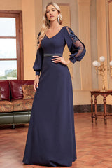 A-Line Long Sleeves Mother of the Bride Dress with Beading