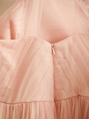 A-Line Halter Neck Maxi Tulle Bridesmaid Dress with Sash Ribbon Beading for Weddings
