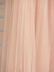 A-Line Jewel Neck Brush Train Flower Girl Dress with Lace Tulle and Appliques