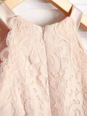 A-Line Junior Bridesmaid Dress with Chiffon Lace Sash & Ribbon