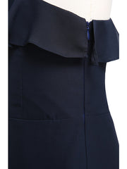 A-Line One Shoulder Floor Length Chiffon Junior Bridesmaid Dress with Ruffles for Natural Look