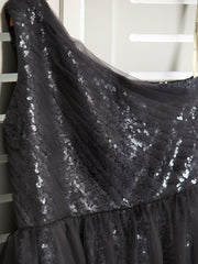 A-Line One Shoulder Flower Girl Dress Maxi Tulle with Beading