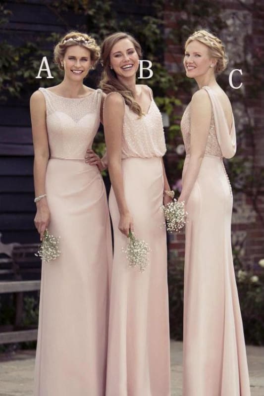 A-line/Princess Sexy Chiffon Bridesmaid Dresses Long Prom Dress