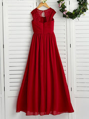 A-Line Square Neck Flower Girl Dress with Lace Ruching