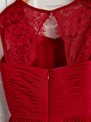 A-Line Square Neck Flower Girl Dress with Lace Ruching