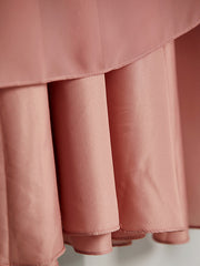 A-Line V Neck Flower Girl Dress with Pleats Ruching and Maxi Chiffon