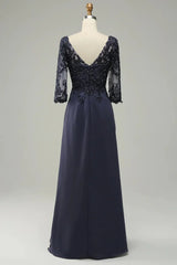 A-line Long Sleeves Mother of Bride Dress with Appliques