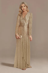 A-line Glitter Mother of the Bride Dress with Long Sleeves