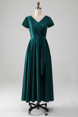A-line V-neck Satin Mother of the Bride Dress