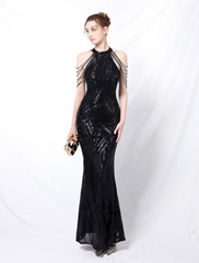 Prom Dresses Sparkle Shine Dress Formal Floor Length Sleeveless Sequined with