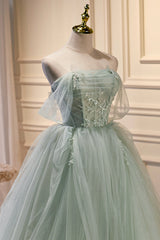 Green Tulle Beaded Ball Gown Off Shoulder Party Dress Sweet 16 Dress Beautiful