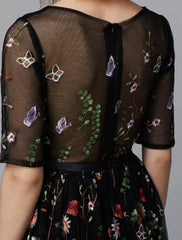 A-Line White Dress Holiday Half Sleeve Lace with Embroidery Appliques