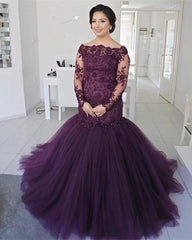 Lace Long Sleeves Mermaid Evening Dresses Off Shoulder