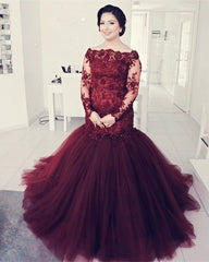 Lace Long Sleeves Mermaid Evening Dresses Off Shoulder