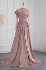 Amazing Jewel Neck A Line Evening Dress with Long Sleeves and Appliques