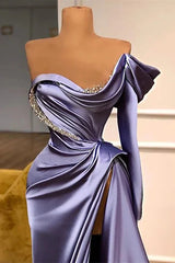Amazing Long Sleeves Mermaid Slit evening Dress With Beads