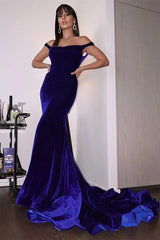 Amazing Royal Blue Mermaid Evening Dress Off-the-Shoulder