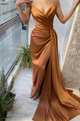 Amazing Sweetheart Mermaid Evening Dress Slit Pleated With Ruffles