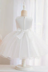 Appliques Sleeveless Tulle Ball Gown Wedding Dress for Flower Girls