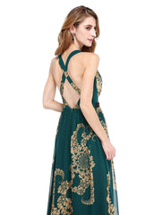 Aimishang A-Line Mother of the Bride Dress Floral Open Back V Neck Floor Length Chiffon Sleeveless No with Sash / Ribbon