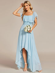 Weitese Elegant Chiffon High-Low Off The Shoulder Bridesmaid Dress
