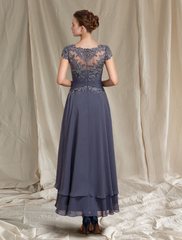 A-Line Mother of the Bride Dress Wedding Guest Vintage Plus Size Elegant V Neck  Satin Sleeve with Pleats