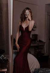 Modest Mermaid Burgundy Prom Dresses 22th Birthday Outfit P412