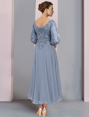 Two Piece A-Line Mother of the Bride Dress Formal Wedding Guest Elegant V Neck Chiffon Lace  Sleeve Wrap Included with Pleats Appliques