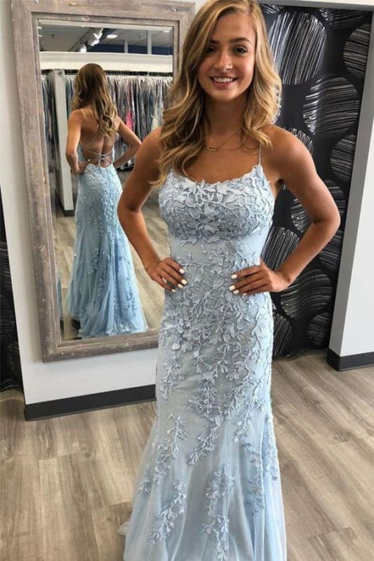 Baby Blue Mermaid Prom Dresses | Stock in USA
