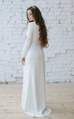 Bateau Long Sleeve Mermaid Dress With Appliqued Waist