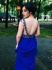 Bateau Sleeveless Floor-Length A-line With Beading Chiffon Dresses