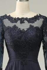 A-line Asymmetrical Mother of Bride Dress with Long Sleeves