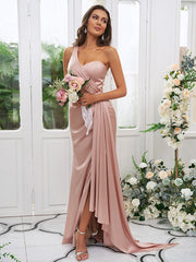 Sheath/Column Ruched One-Shoulder Sleeveless Floor-Length Bridesmaid DressesSheath/Column Ruched One-Shoulder Sleeveless Floor-Length Bridesmaid Dresses
