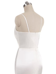 Beach Wedding Dresses Mermaid Sleeveless Evening Dresses V Neck Straps Split Ivory Bridal Gown With Court Train